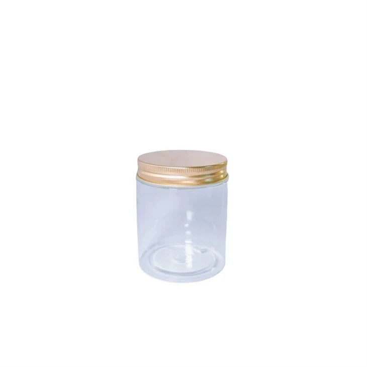 Transparent Plastic Jar With Gold Screw Lids
