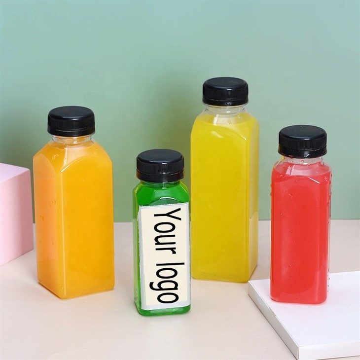Plastic 8oz 12oz 16oz Square Juice Bottle Plastic 8oz 12oz 16oz Square Juice Bottle